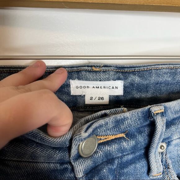 Good American Good Vintage Distressed Straight Leg High Rise Jeans Size 26 - Picture 3 of 7